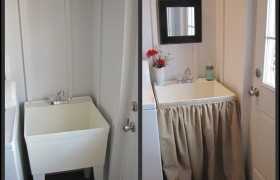 beneath my heart DIY laundry tub skirt