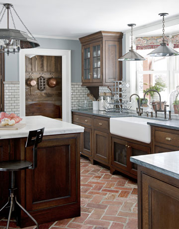 Kitchen with Natural wood cabinets