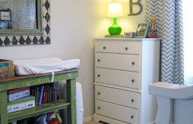 Lined Chevron Curtains in Baby Nursery