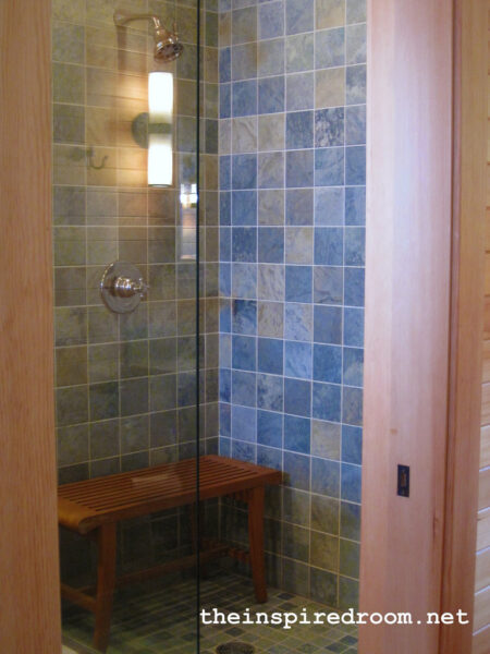 slate tile shower with bench and glass doors slate tile shower with bench and glass doors