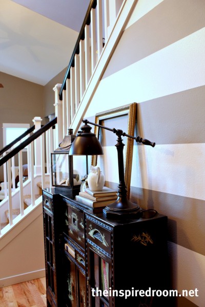 Entry way stairway black white gray