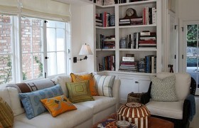 white walls bookcases around window white walls bookcases around window