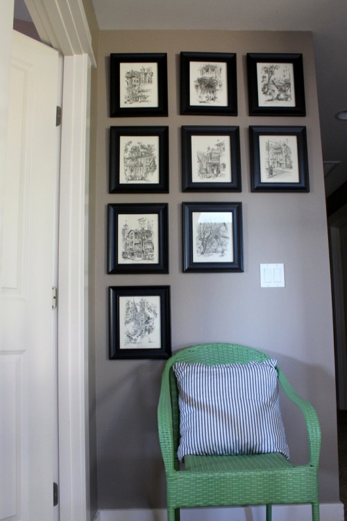 black and white gallery wall sketches