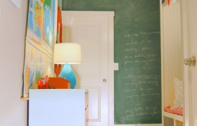 Cherry Mudroom Storage Chalkboard