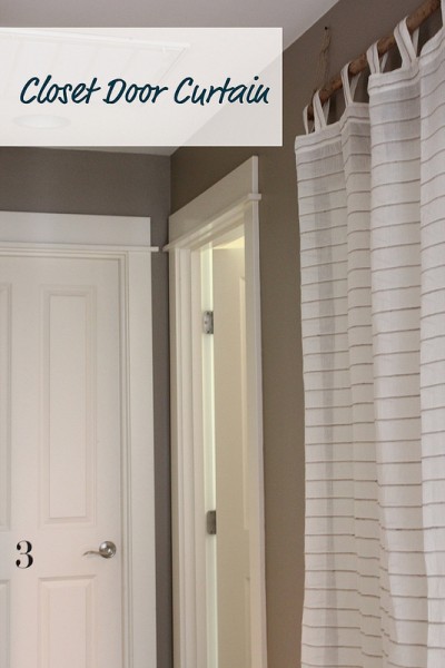 hall closet door curtain striped linen jute