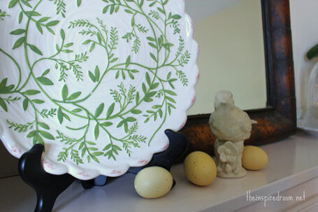 spring mantel bird and eggs spring mantel bird and eggs