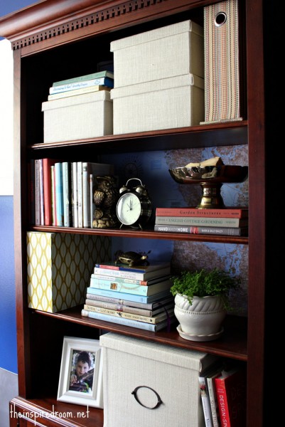 wood bookcase after styling