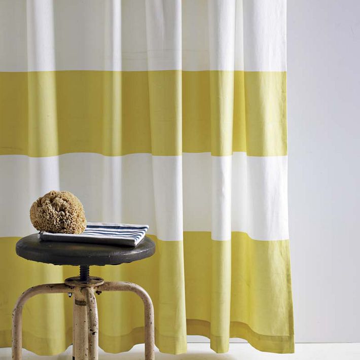 How To Sew A Shower Curtain Yellow and Gray Striped Curtains