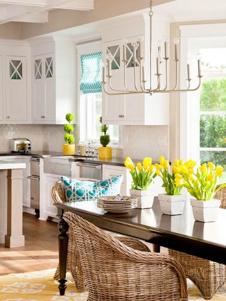 white yellow teal kitchen Better Homes Gardens OK so check this out