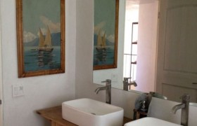 bathroom remodel kraus sinks antique pine table vanity
