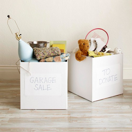 garage sale and donate bins