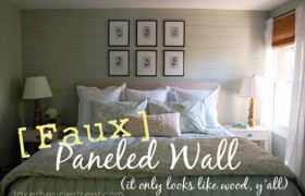 faux paneled horizontal plank wall