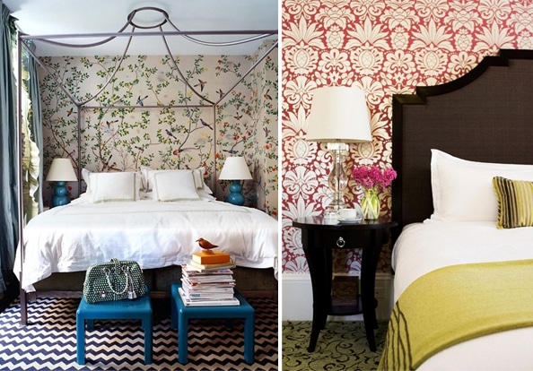 bed behind wallpaper bedroom wall inspired papered