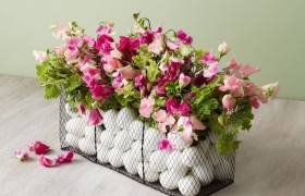 spring centerpice with eggs