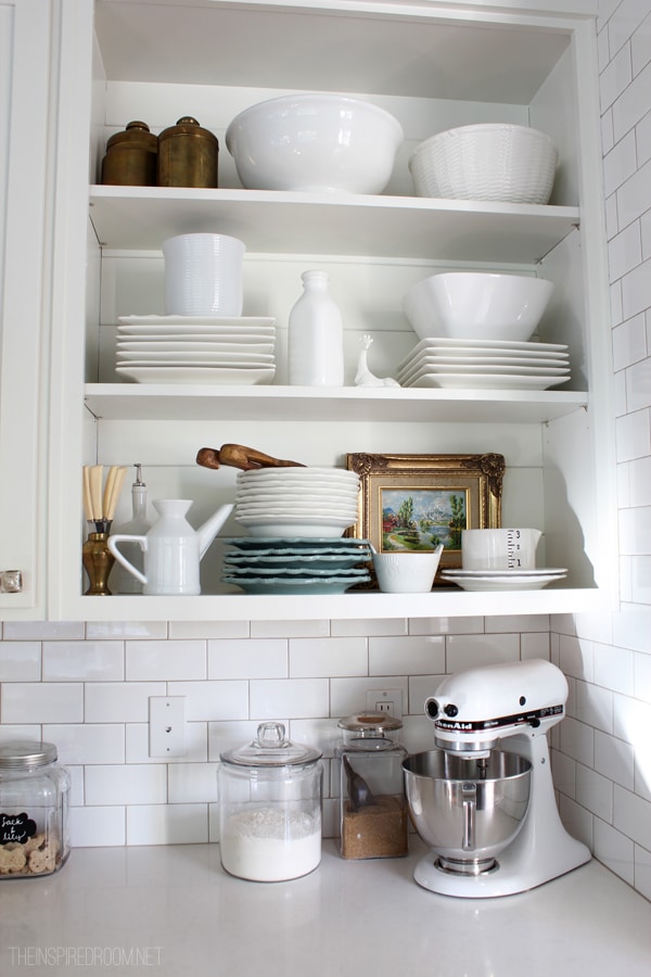 My Open Kitchen Shelves Fall Nesting - The Inspired Room