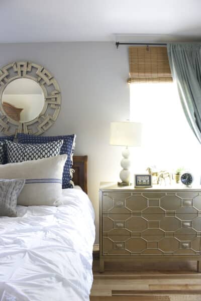 Bedroom Decorating - Navy White and Gold - The Inspired Room