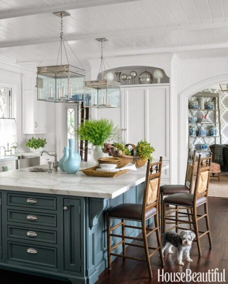Blue Kitchen Island - Lee Ann Thornton Interiors
