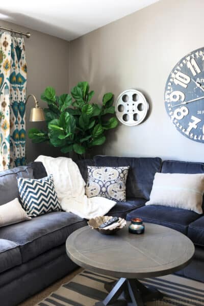 Media Room Navy Sectional - The Inspired Room