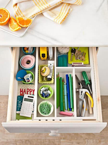 Clever organization to make life easier - Organized Junk Drawer - Drawer Dividers