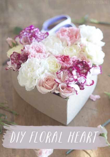 DIY Floral Heart - Valentines Gift Idea at The Inspired Room