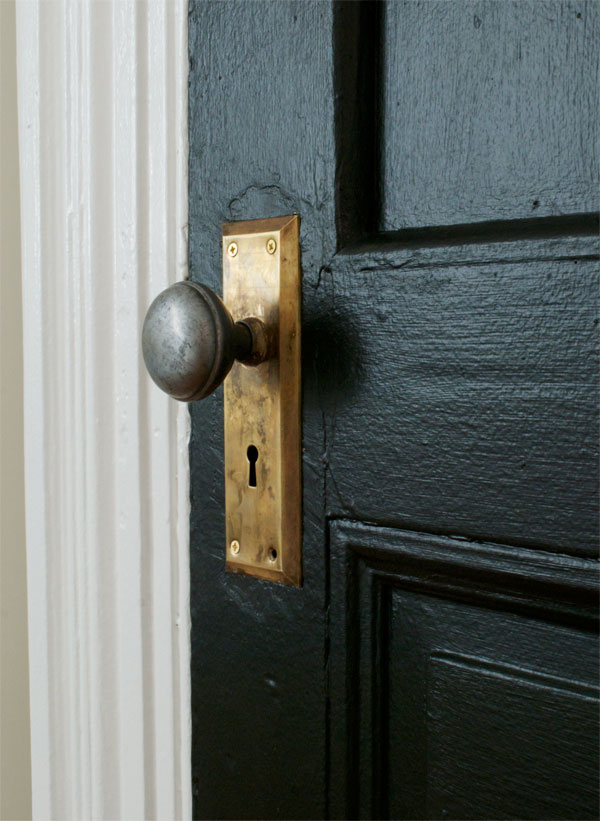 Black Door - Brass Doorknob - Manhattan Nest