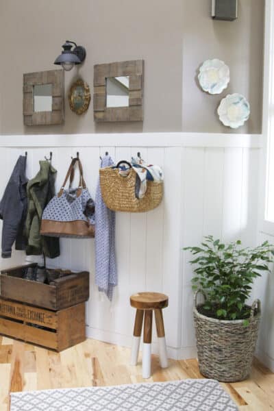 The Inspired Room Entryway - Shiplap Paneling and Entry Wall Hooks