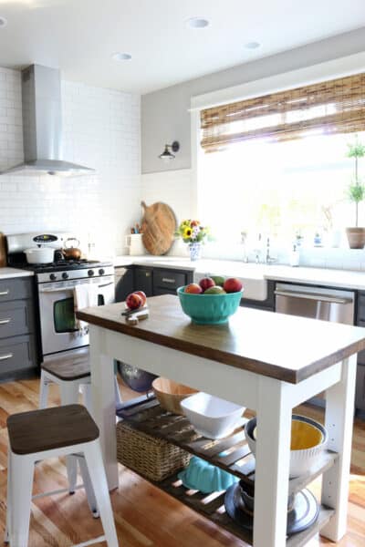 The Inspired Room Kitchen - DIY Wood Island