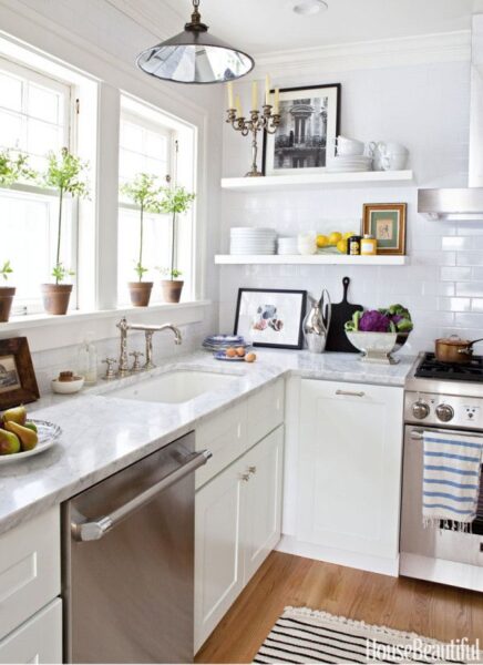 Kitchen Layout - White Kitchen Sink by Stove - House Beautiful