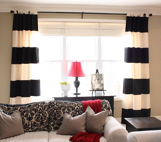 Diy Black White Striped Curtains The Yellow Cape Cod Inspired Room