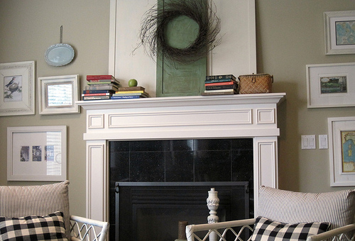 Before & After Mantel: Covering the TV Niche Above the Fireplace