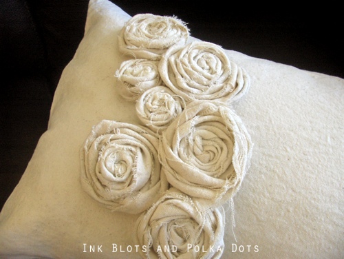 Sew a Drop Cloth Rosette Pillow {Ink Blots & Polka Dots}