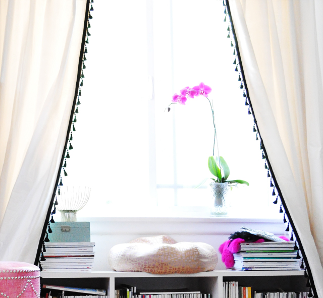 How To Decorate For Less: Trim Your Store Bought Curtains and Make Them Look Custom!   {...Love Maegan}