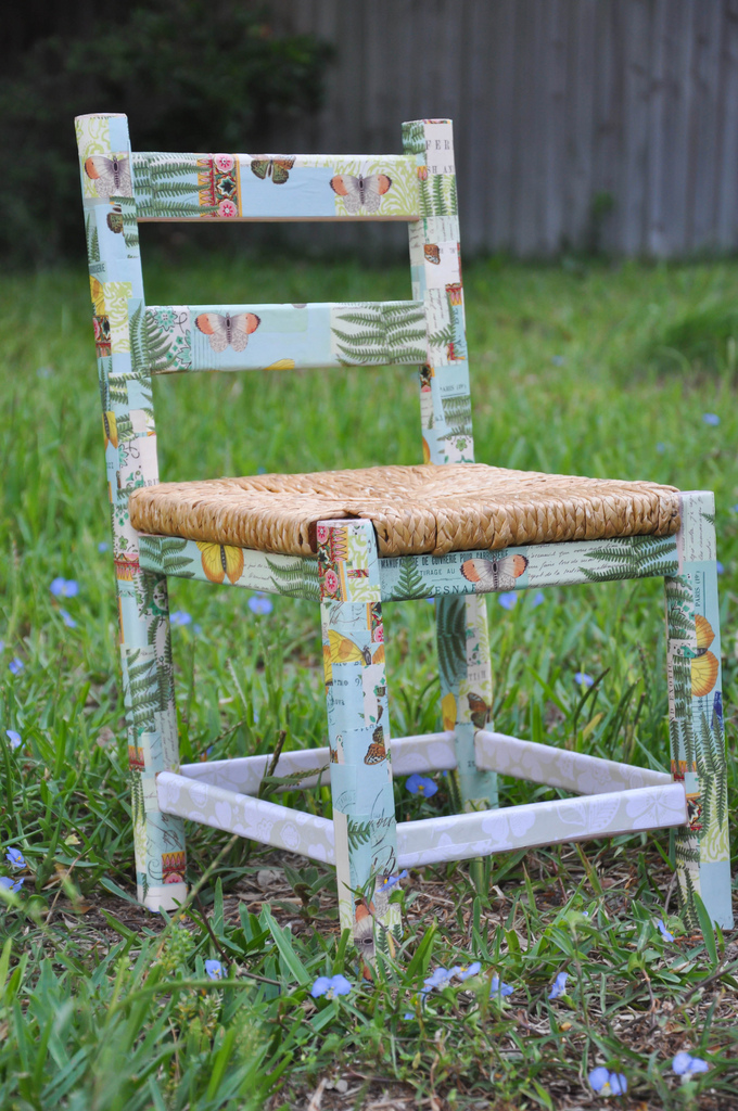 Adorable Decoupaged Chair {In Between Laundry}