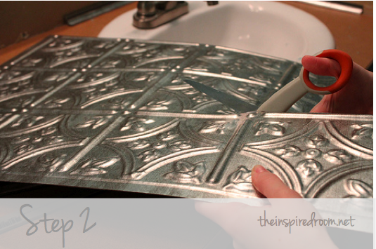 DIY Faux Tin Ceiling Tile Back Splash