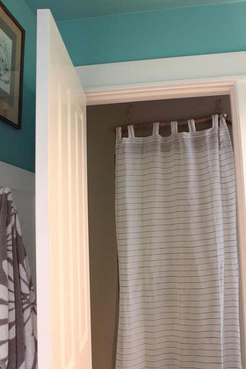 My "Simple and Done" Quick Fix: Closet Door Curtain {DIY Driftwood Rod}