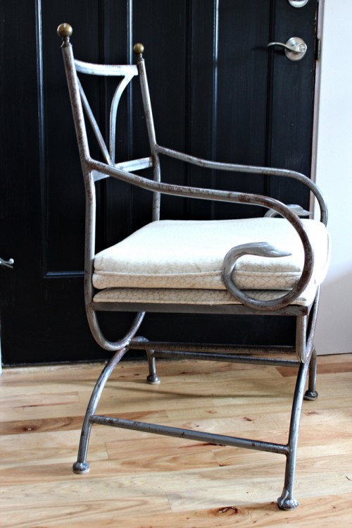 Thrift Store Antique French Iron Garden Chair {Home Office Makeover}