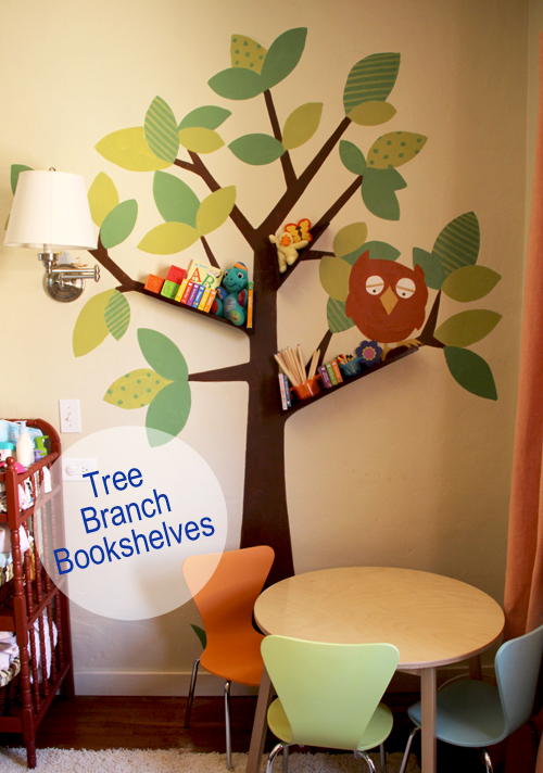 Baby Nursery: DIY Tree Branch Bookshelf {Pepper Design}