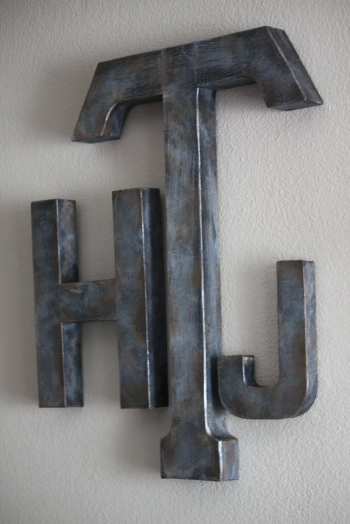 DIY Faux Zinc Metal Wall Letters