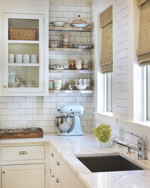 {Kitchens} Subway Tiled Walls & Two-Toned Cabinets