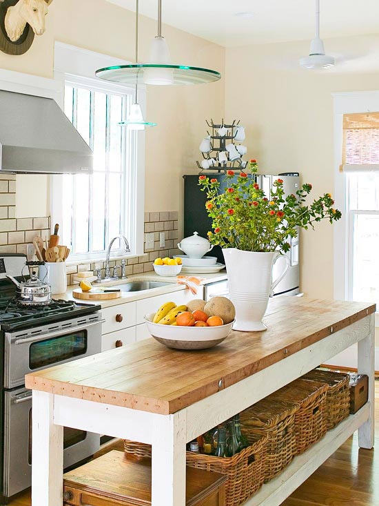 Kitchen Island Freestanding With Butcher Block Top 