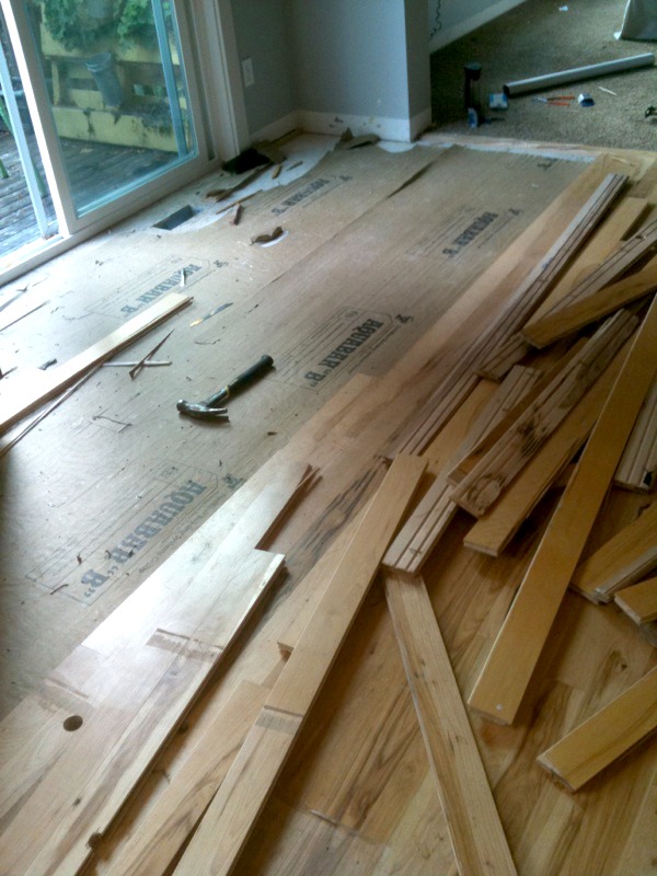 Preparing for The New Wood Floors {Mohawk Hickory Hardwood Flooring}