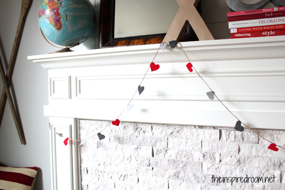 Valentine's Day Mantel {and DIY Heart-Felt Banner}