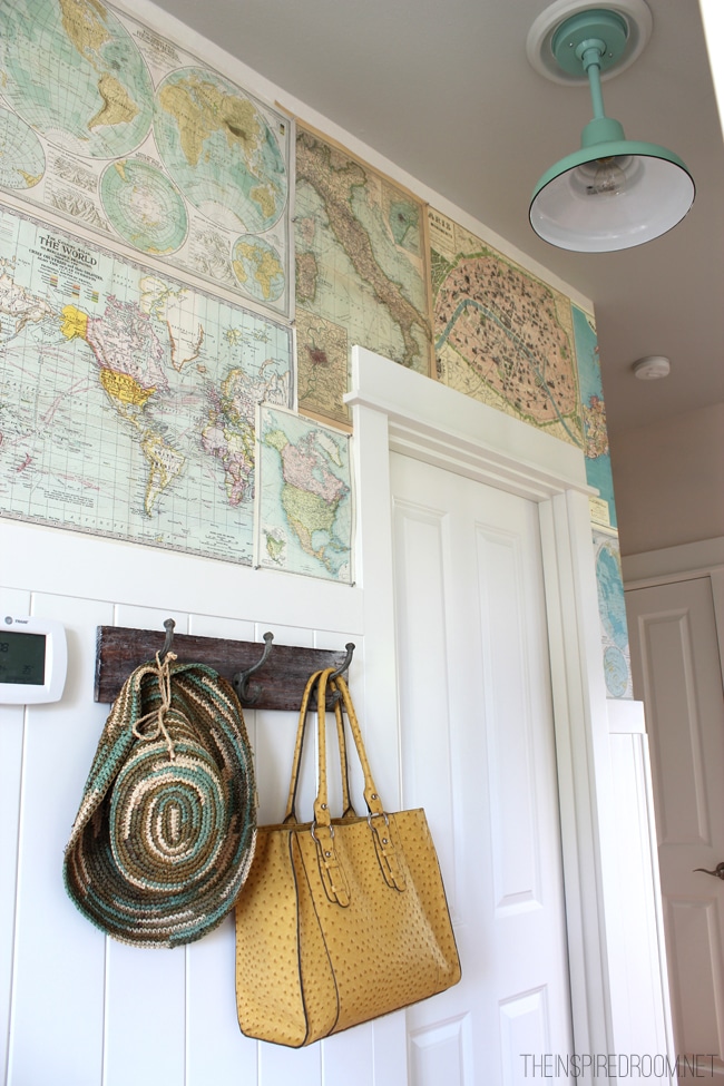 My DIY Map Wallpaper {Small Hallway}