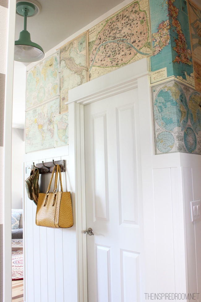 My DIY Map Wallpaper {Small Hallway}