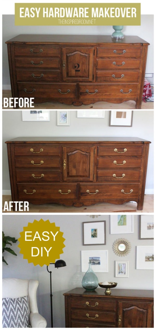 Furniture Makeover {DIY Ditto: Drawer Hardware from Blah to Bling!}