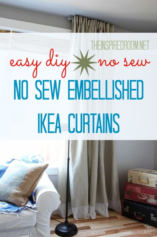 {Easy DIY} No Sew Embellished IKEA Curtain Panels 