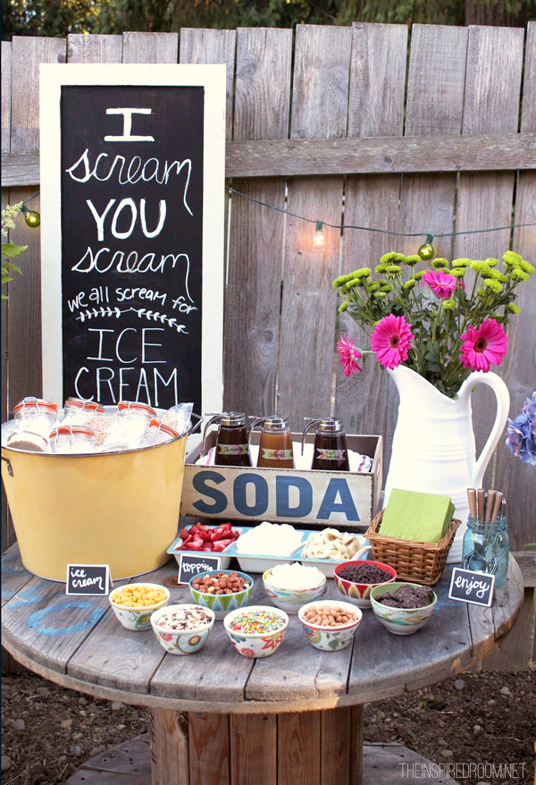 Ice Cream Sundae Topping Party Bar Mason Jar Wood Planter Box