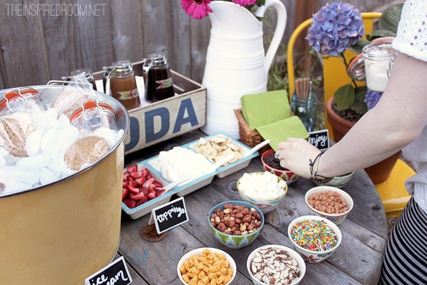 Ice Cream Sundae Topping Party Bar Mason Jar Wood Planter Box 