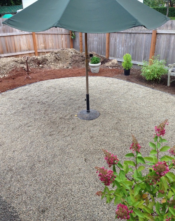 Progress on a Fall Backyard Project: The Pea Gravel Patio!