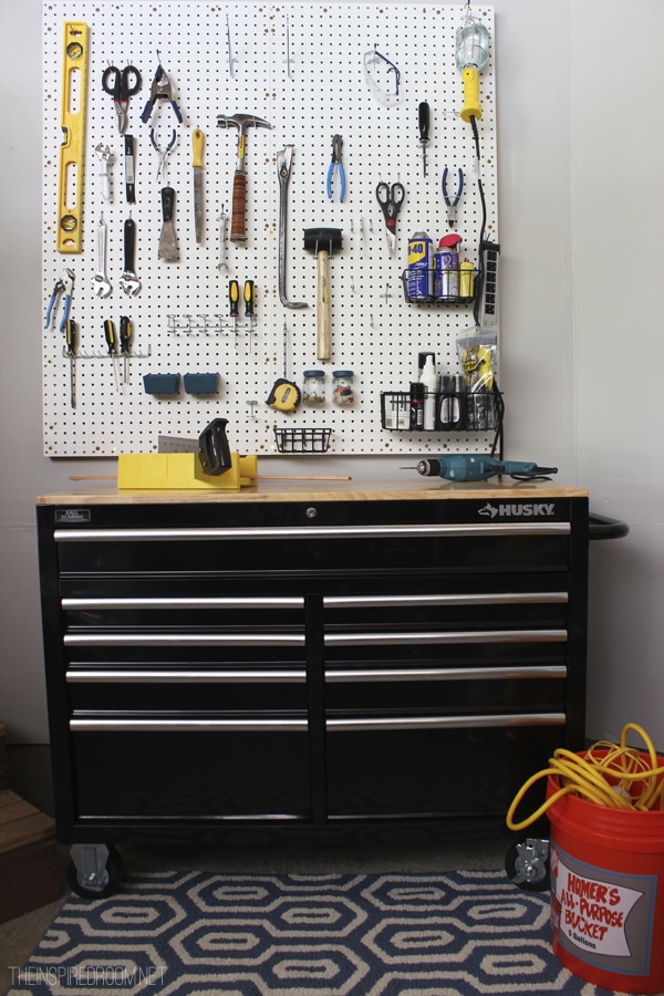 Tool cabinet deals with pegboard